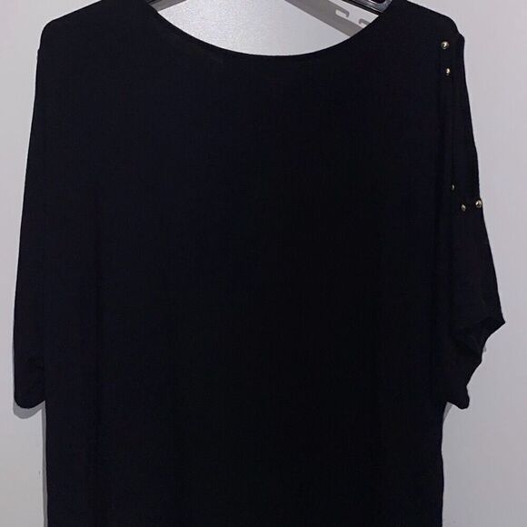 Philosophy Women's Black Studded Crew Neck Cold Shoulder Blouse Size 2X - Picture 5 of 7
